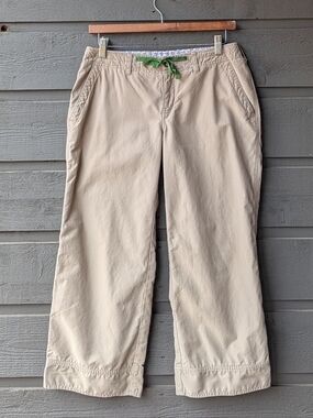 VTG Y2K Horny Toad Khaki Beige Low Rise Chino Capri Pant Green Drawstring Size 4